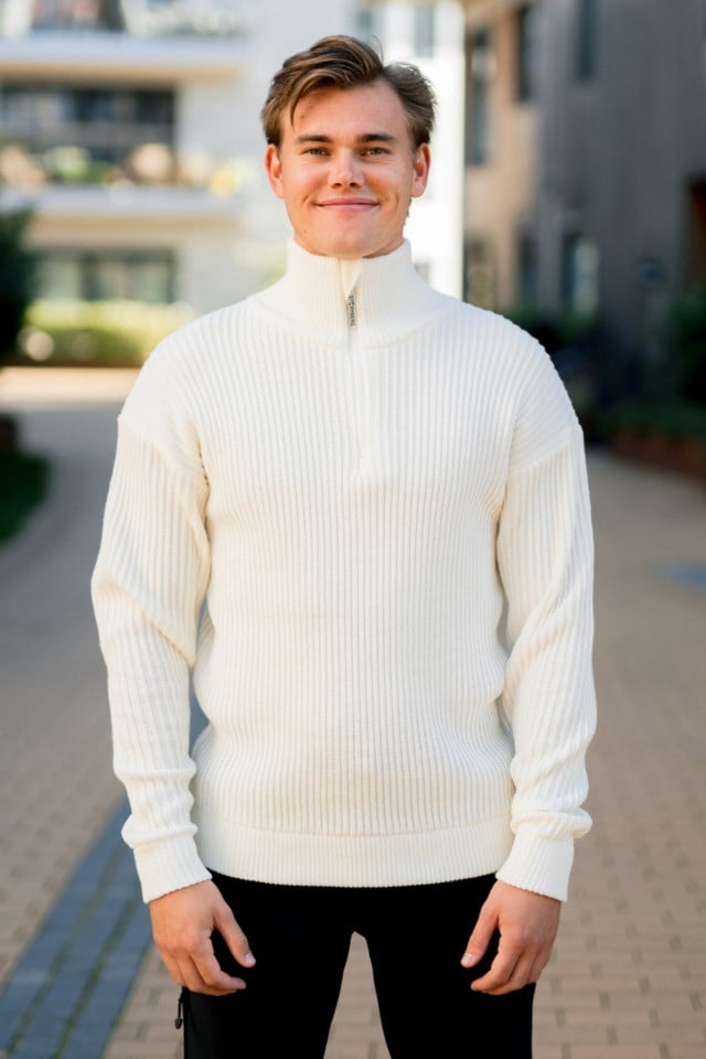 Bondalen Half Zip strikkegenser White Herre - 1