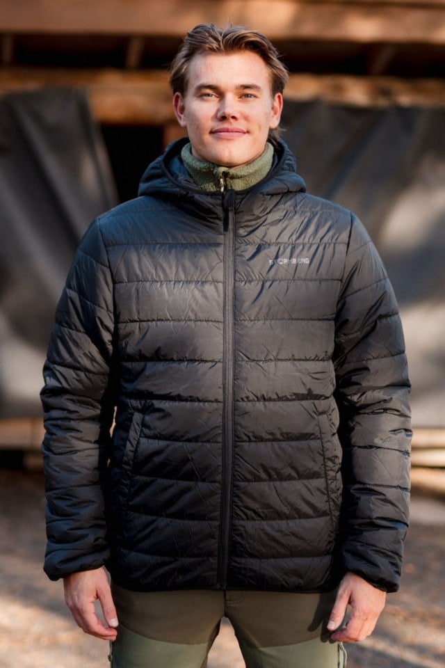 Strimberg vattert jakke m/ hette Black Herre - 1