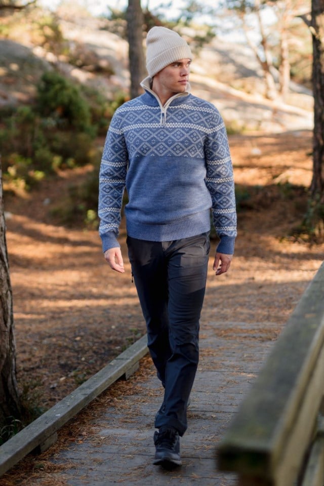 Norddalen Half Zip ullgenser Blue Herre - 1