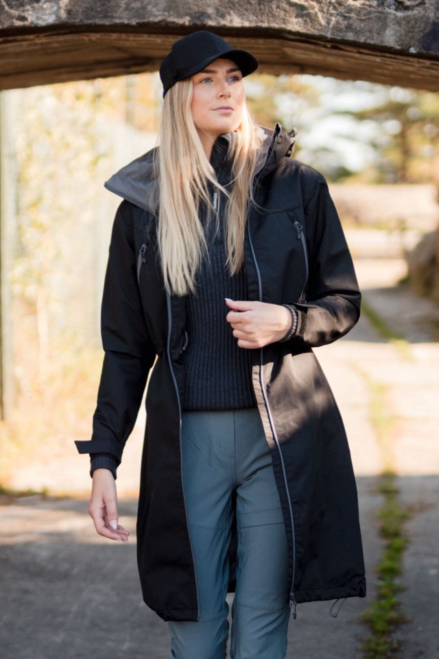 Froland lang skallparkas Black Dame - 1