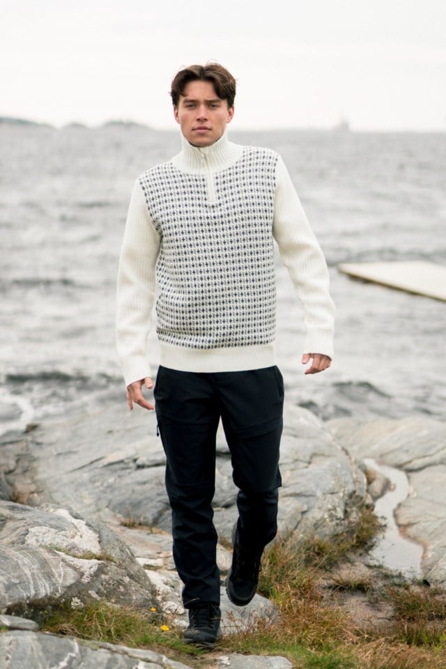 Honningsvåg Half Zip ullgenser White Herre - 1