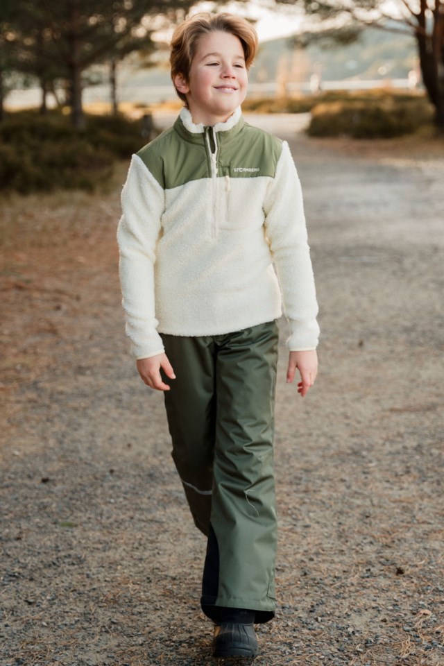 Åkrafjell Half Zip sherpagenser barn 8-14 Beige|Green Barn - 1