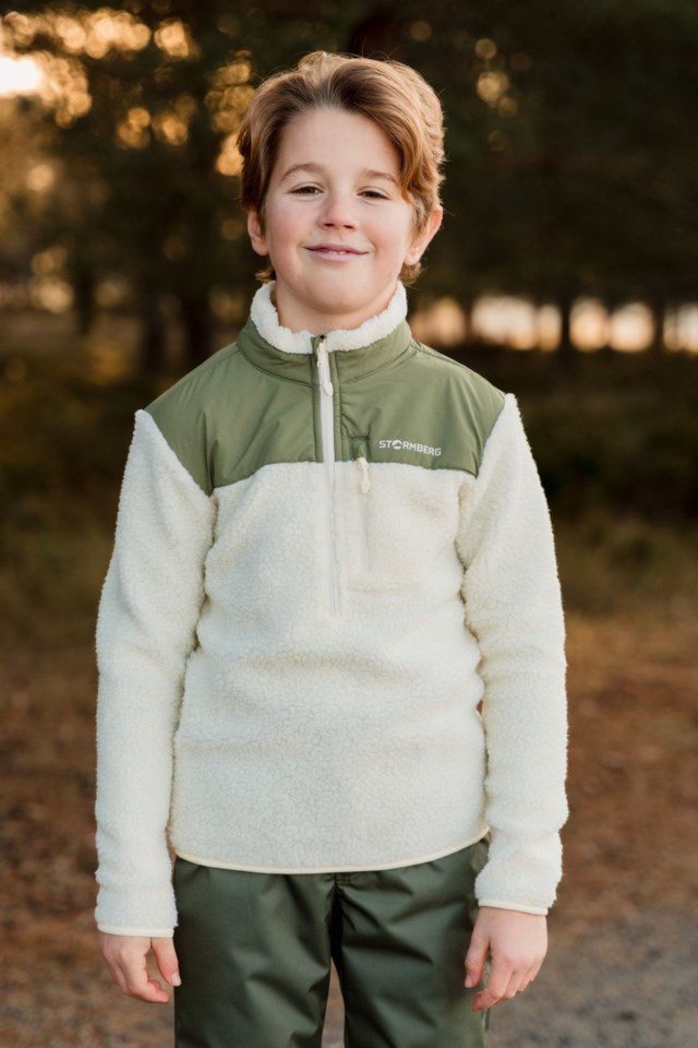 Åkrafjell Half Zip sherpagenser barn 8-14 Beige|Green Barn - 1