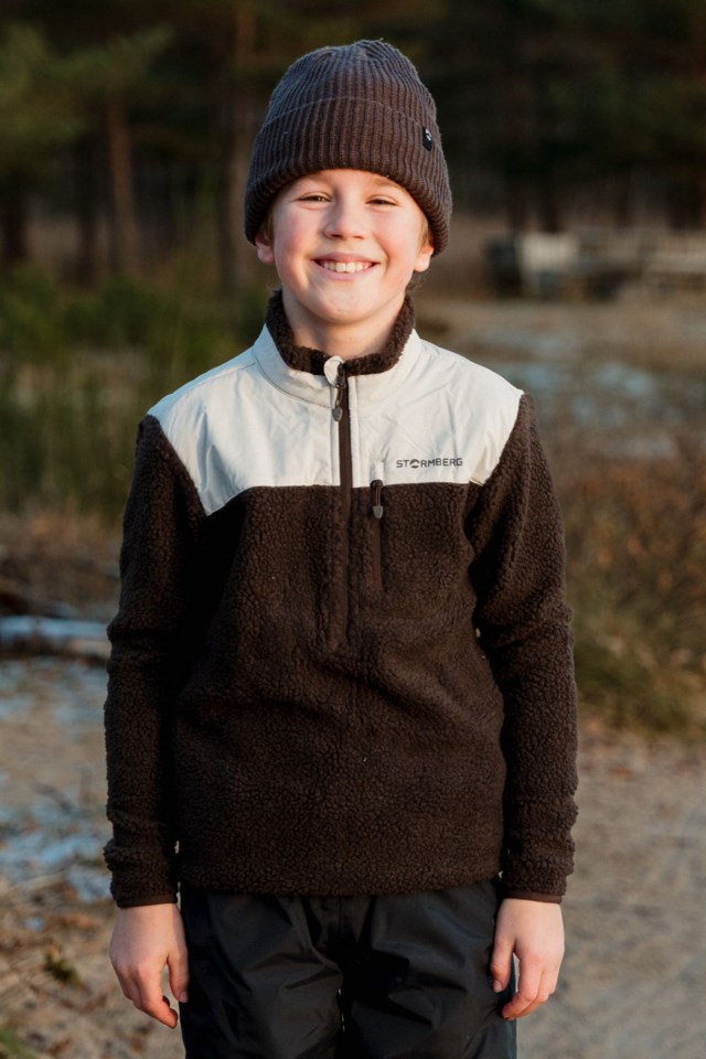 Åkrafjell Half Zip sherpagenser barn 8-14 Brown Barn - 1