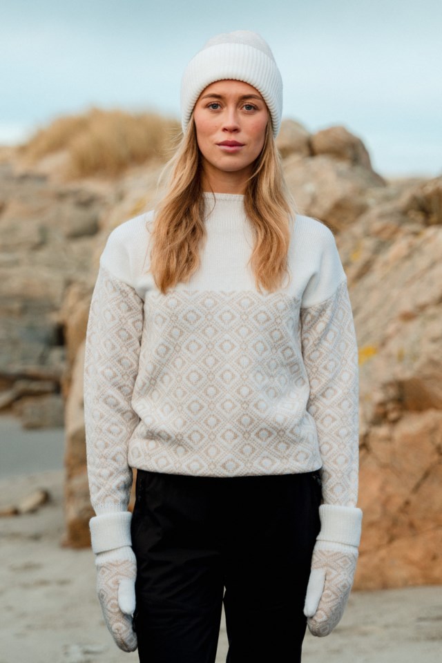 Hørsfjell strikkegenser White|Beige Dame - 1