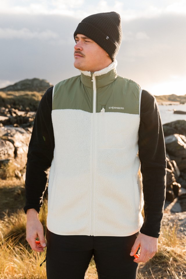 Åkrafjell sherpavest Beige|Green Herre - 1