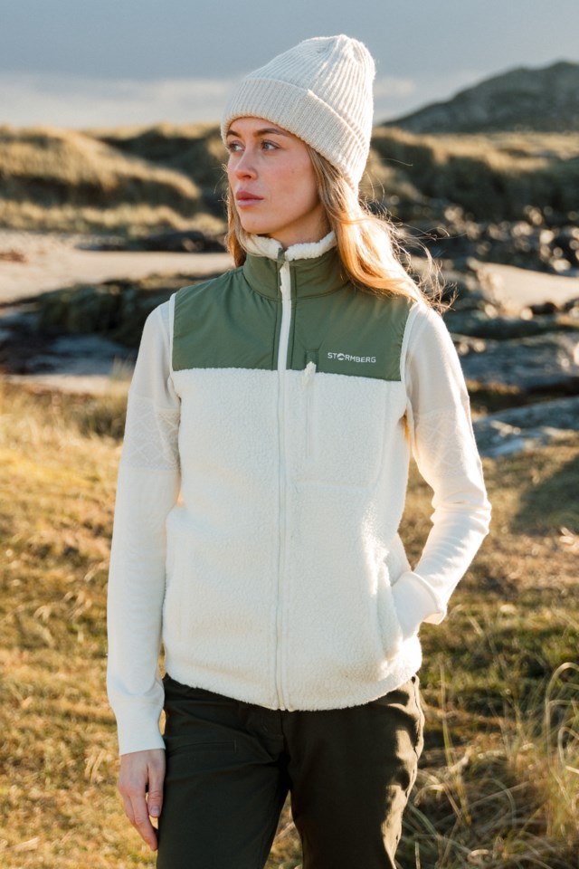 Åkrafjell sherpavest Beige|Green Dame - 1