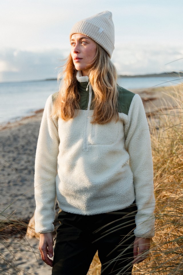 Åkrafjell Half Zip sherpagenser Beige|Green Dame - 1