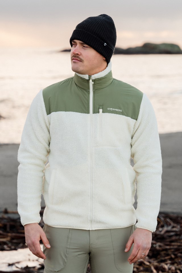 Åkrafjell sherpajakke Beige|Green Herre - 1