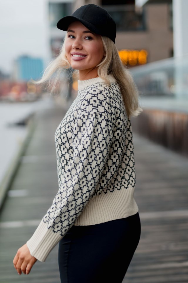 Mesnali strikkegenser Black|Beige Dame - 1