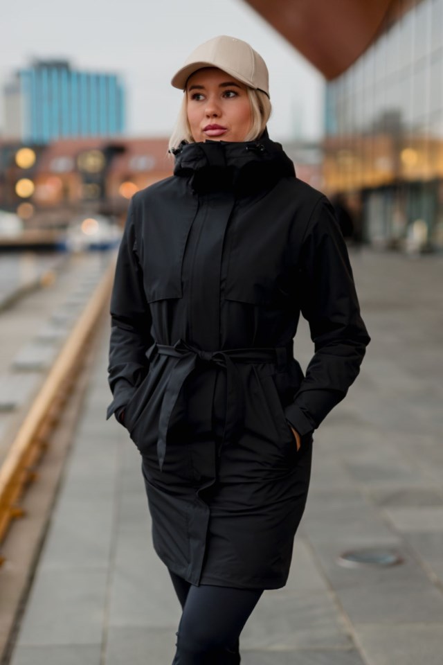 Fredrikstad vanntett trenchcoat Black Dame - 1