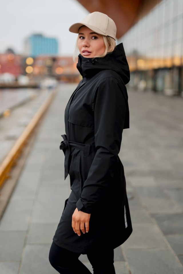 Fredrikstad vanntett trenchcoat Black Dame - 1