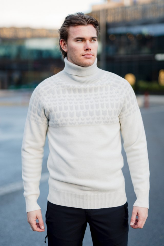 Vaberg polo ullgenser White|Grey Herre - 1