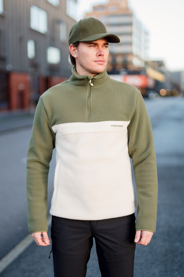 Polarfjord Half Zip sherpagenser Beige|Green Herre - 1