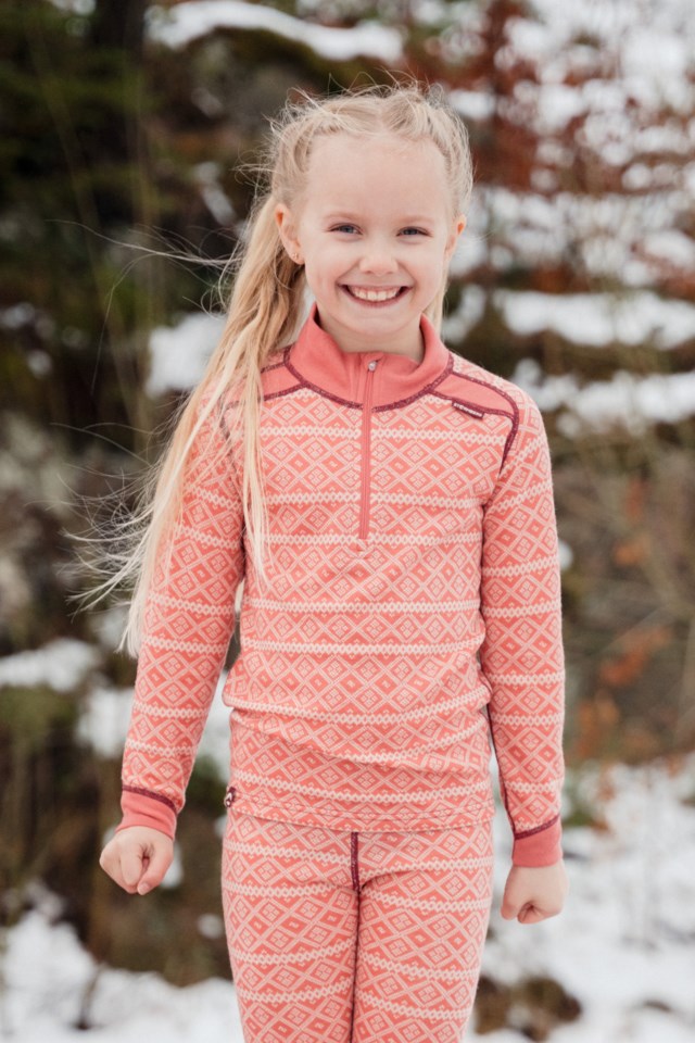 Rauland 2-lags Half Zip ulltrøye barn 1-7 Pink Barn - 1