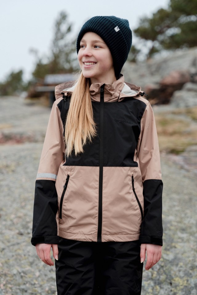 Geiranger fôret skalljakke barn 8-14 Black|Beige Barn - 1