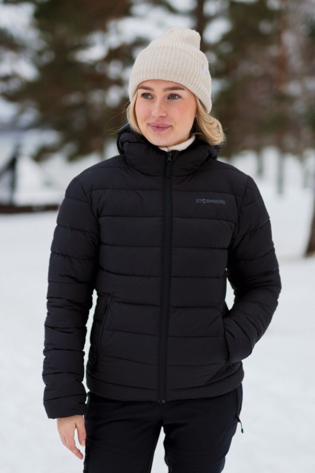 Strimfonna vattert jakke m/ hette Black Dame - 1