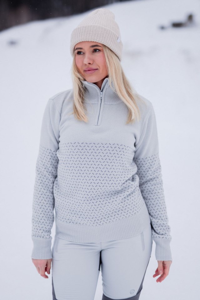 Vaberg Half Zip ullgenser Grey Dame - 1