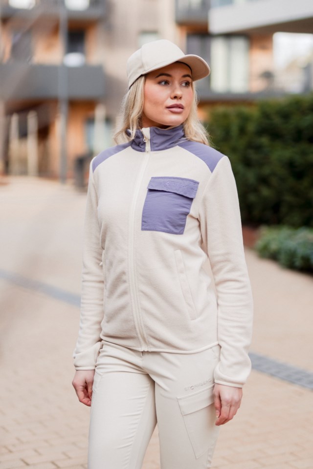 Lyngør fleecejakke Beige|Purple Dame - 1