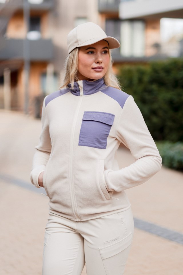 Lyngør fleecejakke Beige|Purple Dame - 1