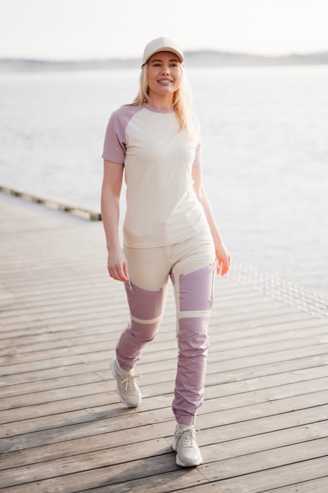 Elvestein stretch t-skjorte Beige|Pink Dame - 1