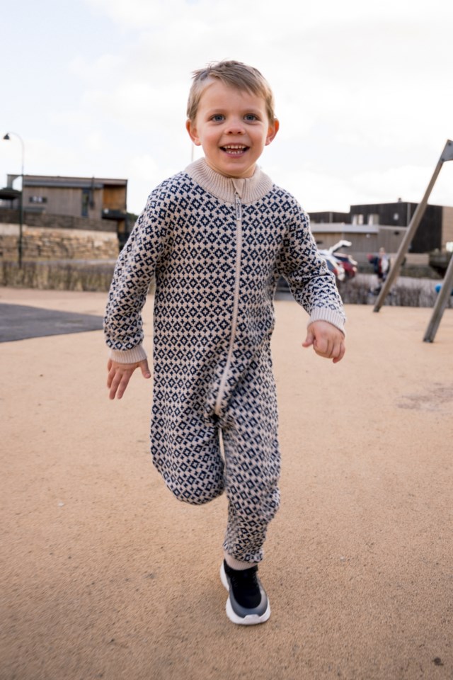 Nordstien strikket heldress barn 1-7 Beige|Blue Barn - 1