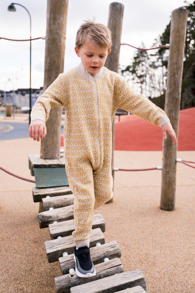 Nordstien strikket heldress barn 1-7 Beige|Yellow Barn - 1