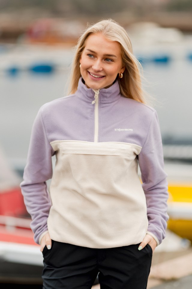 Lyngør Half Zip fleecegenser Purple|Beige Dame - 1