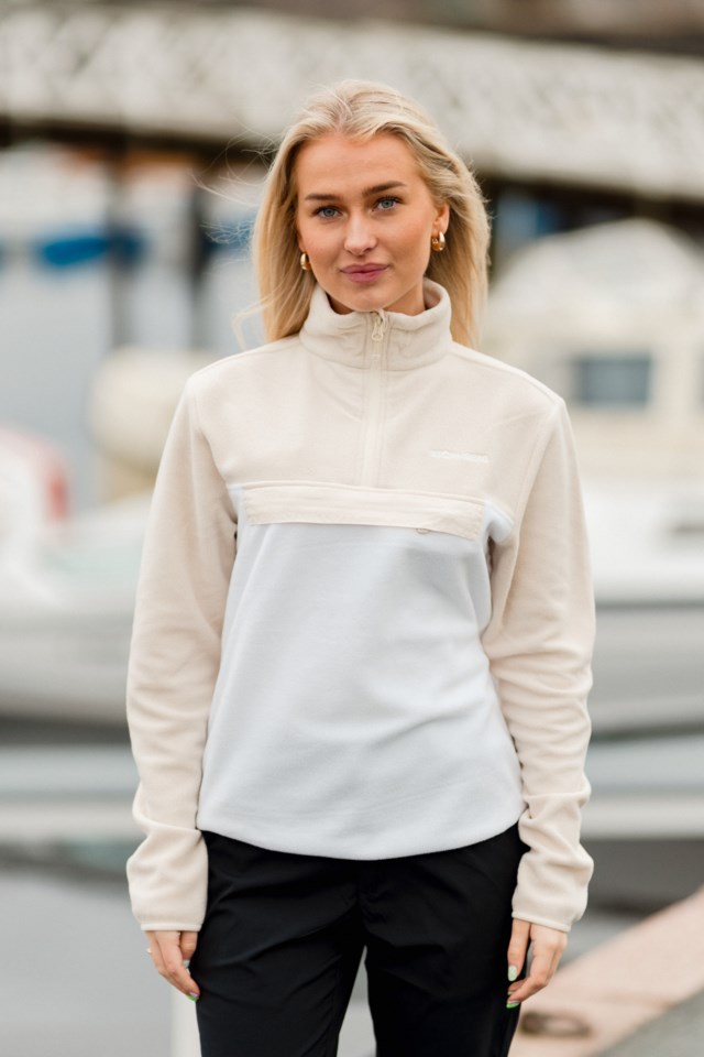 Lyngør Half Zip fleecegenser White|Beige Dame - 1
