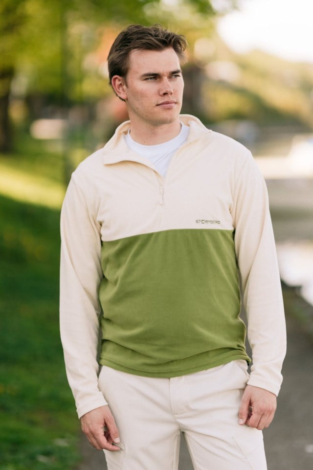 Utvær Half Zip fleecegenser Beige|Green Herre - 1