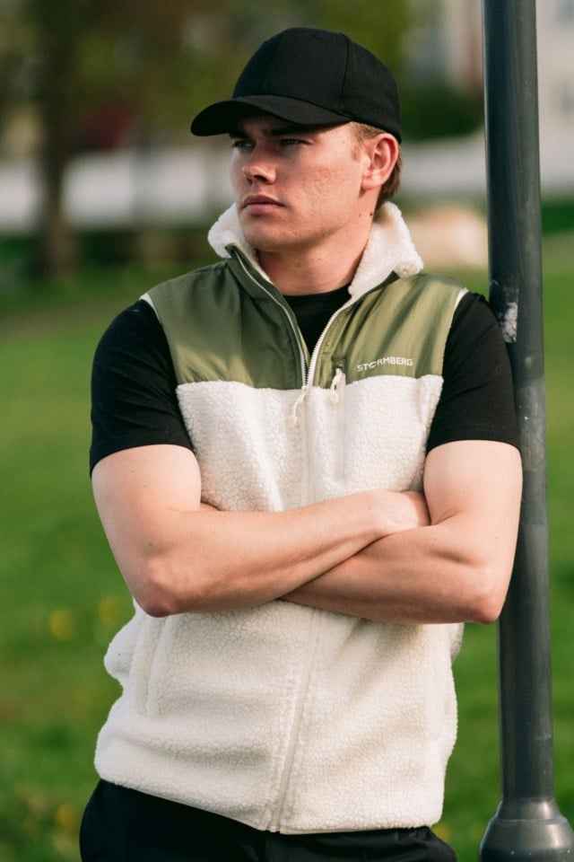 Åkrafjell sherpavest Beige|Green Herre - 1