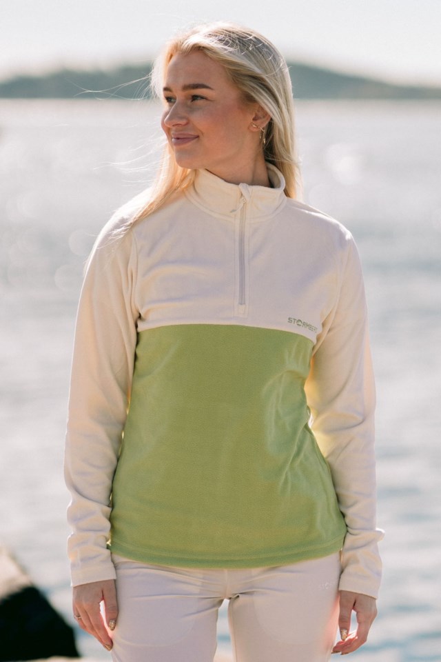 Utvær Half Zip fleecegenser Beige|Green Dame - 1