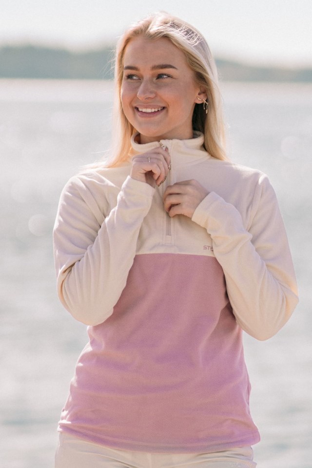 Utvær Half Zip fleecegenser Beige|Pink Dame - 1