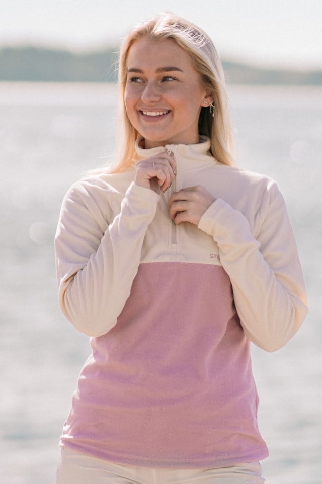 Utvær Half Zip fleecegenser Beige|Pink Dame - 1