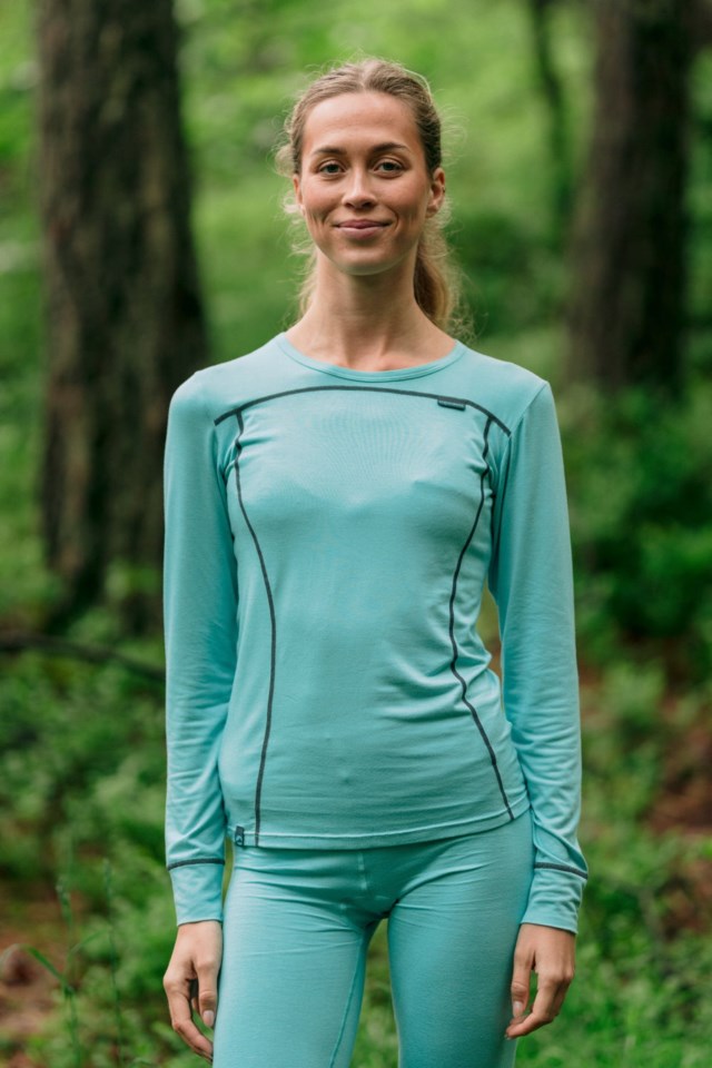 Rondebu bambus trøye Turquoise Dame - 1