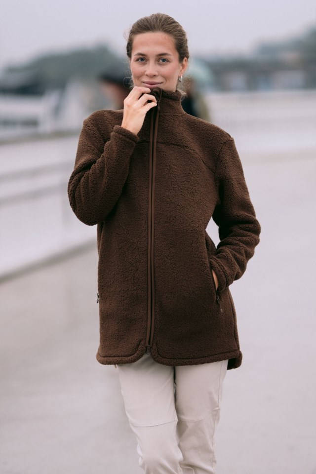 Bjørkly lang sherpajakke Brown Dame - 1