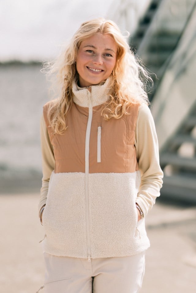 Lomseggen vindstopp sherpavest Brown|Beige Dame - 1