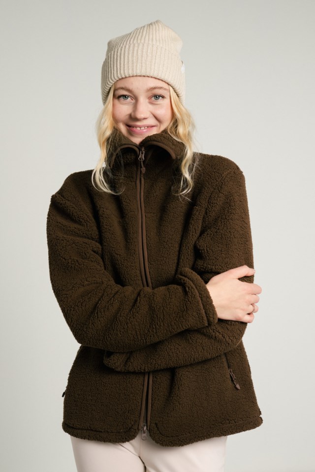 Bjørkly oversized jakke m/ høy hals Brown Dame - 1