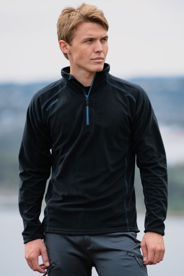 Vigør resirkulert fleecegenser Jet Black / Vintage Indigo - 1