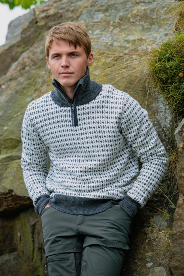 Nordishavet Half Zip ullgenser White/ Ebony - 1