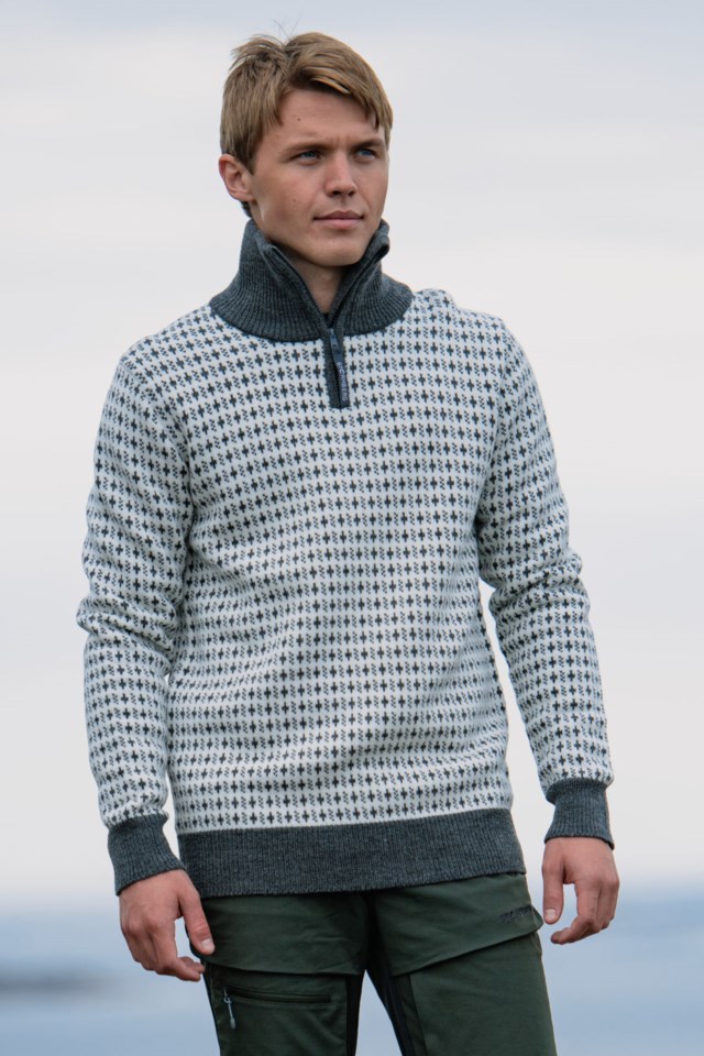 Nordishavet Half Zip ullgenser White/ Ebony - 1