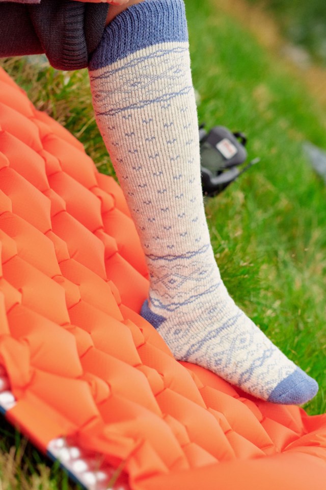 Raggenes lang ullsokk Ligth grey/ Bijou Blue - 1